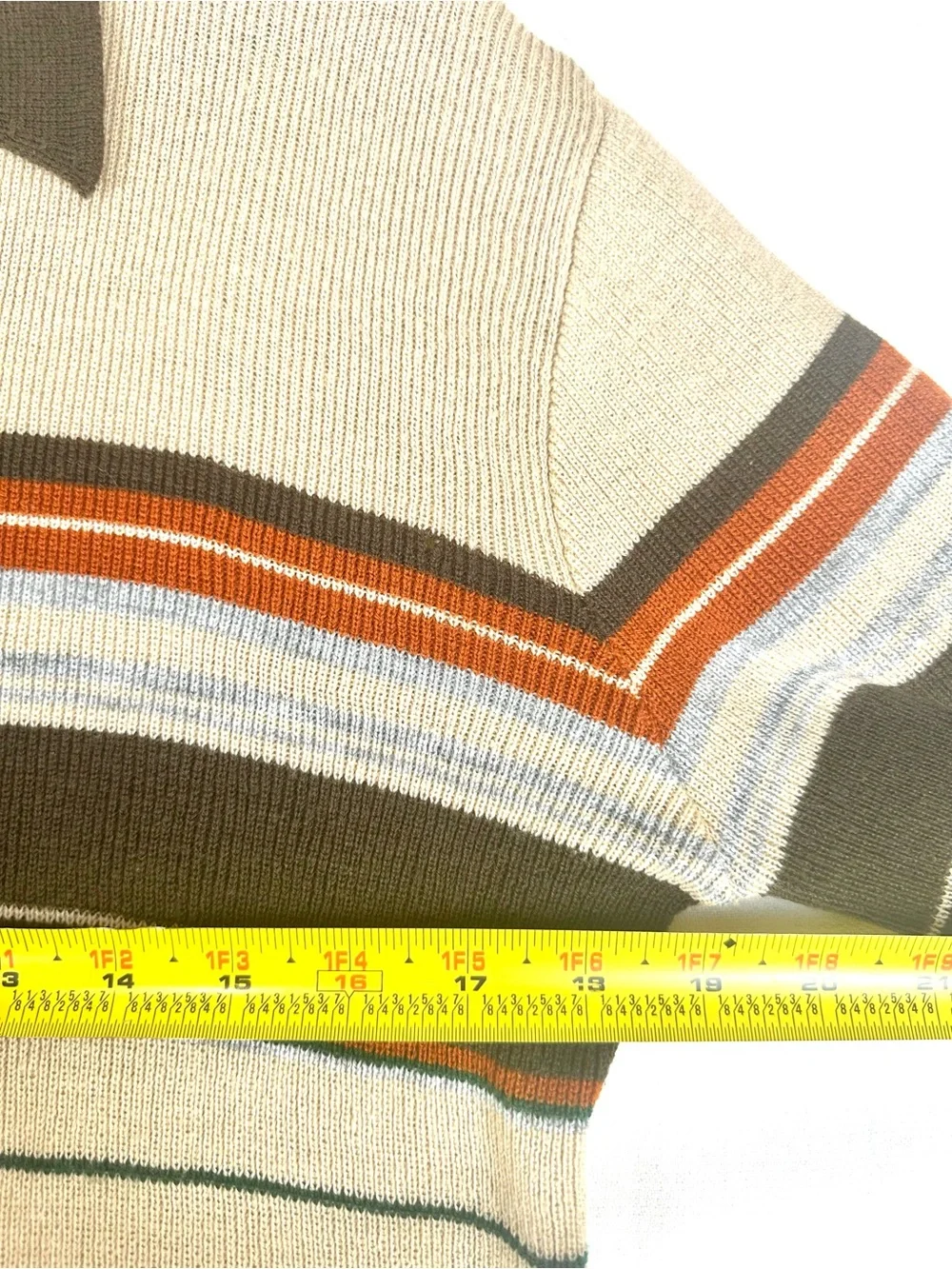 Alfie of California Polo Stripe Sweater Brown Vintage Retro
